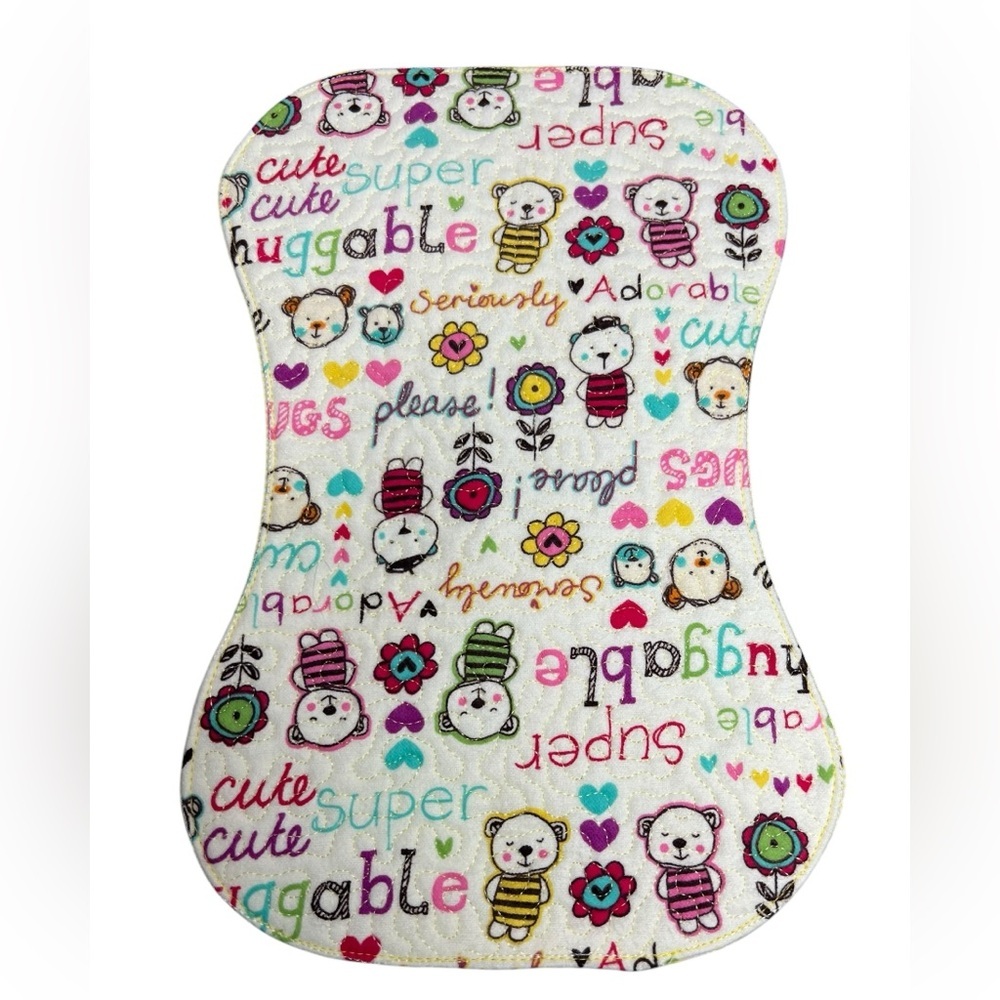 Hand Crafted Baby Burp Cloth Flannel Contoured Padded Fabric Quilted Reversible - Picture 6 of 7